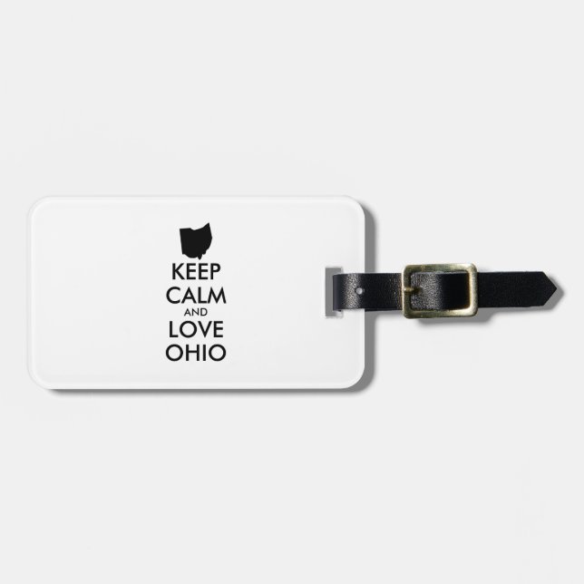 Customisable KEEP CALM and LOVE OHIO Luggage Tag (Front Horizontal)