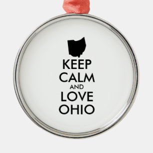 Customisable KEEP CALM and LOVE OHIO Metal Tree Decoration