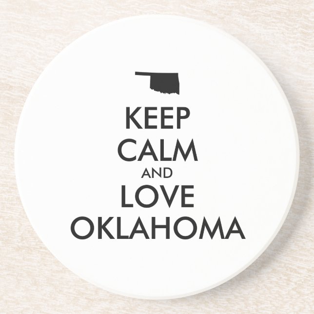 Customisable KEEP CALM and LOVE OKLAHOMA Coaster (Front)