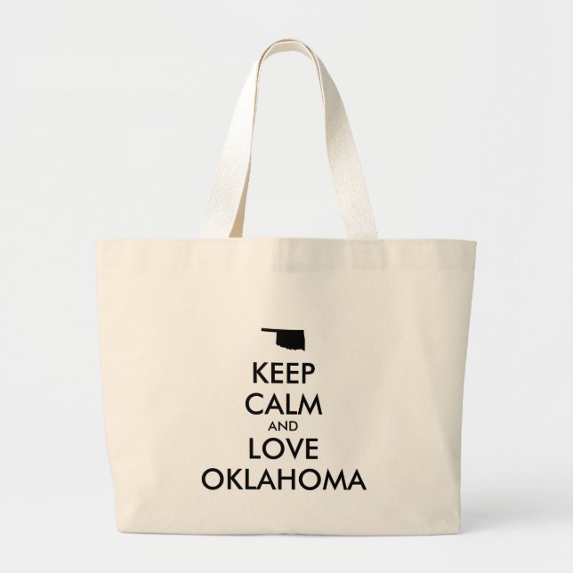 Customisable KEEP CALM and LOVE OKLAHOMA Large Tote Bag (Front)