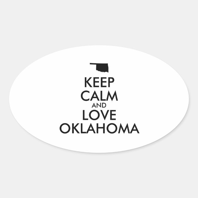 Customisable KEEP CALM and LOVE OKLAHOMA Oval Sticker (Front)