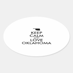 Customisable KEEP CALM and LOVE OKLAHOMA Oval Sticker