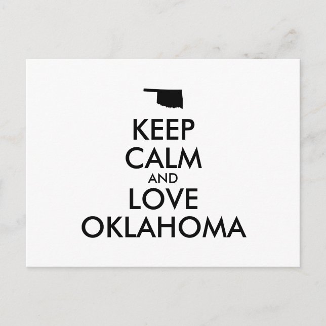 Customisable KEEP CALM and LOVE OKLAHOMA Postcard (Front)