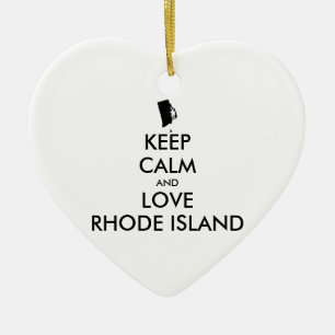 Customisable KEEP CALM and LOVE RHODE ISLAND Ceramic Tree Decoration