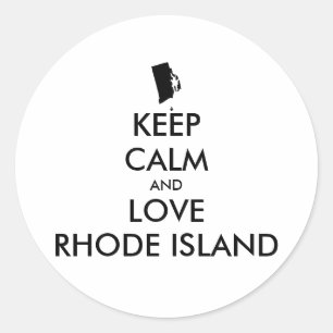 Customisable KEEP CALM and LOVE RHODE ISLAND Classic Round Sticker