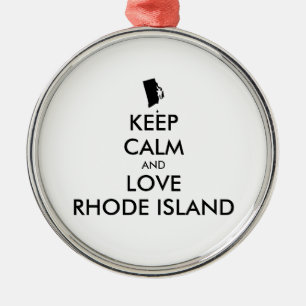 Customisable KEEP CALM and LOVE RHODE ISLAND Metal Tree Decoration
