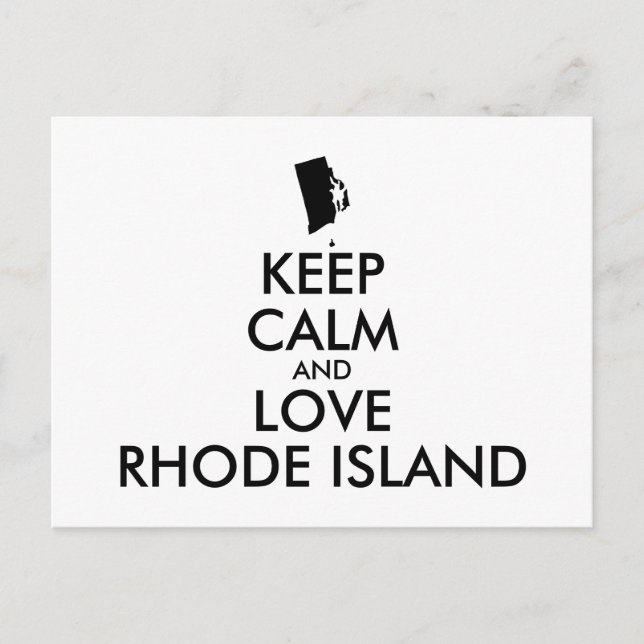 Customisable KEEP CALM and LOVE RHODE ISLAND Postcard (Front)