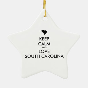 Customisable KEEP CALM and LOVE SOUTH CAROLINA Ceramic Tree Decoration