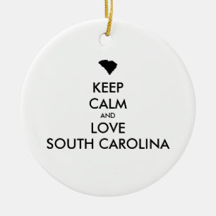 Customisable KEEP CALM and LOVE SOUTH CAROLINA Ceramic Tree Decoration