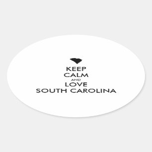 Customisable KEEP CALM and LOVE SOUTH CAROLINA Oval Sticker