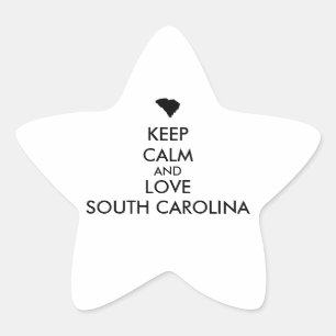 Customisable KEEP CALM and LOVE SOUTH CAROLINA Star Sticker