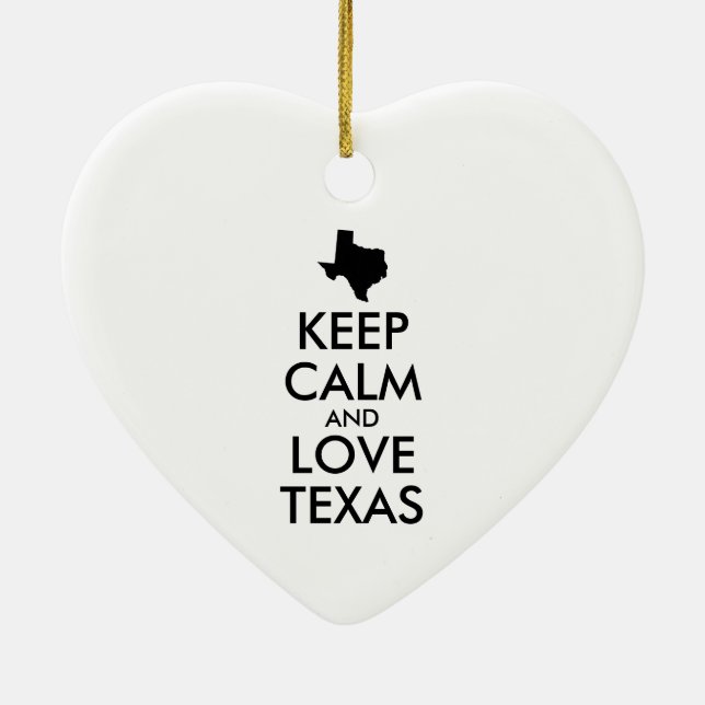 Customisable KEEP CALM and LOVE TEXAS Ceramic Tree Decoration (Back)
