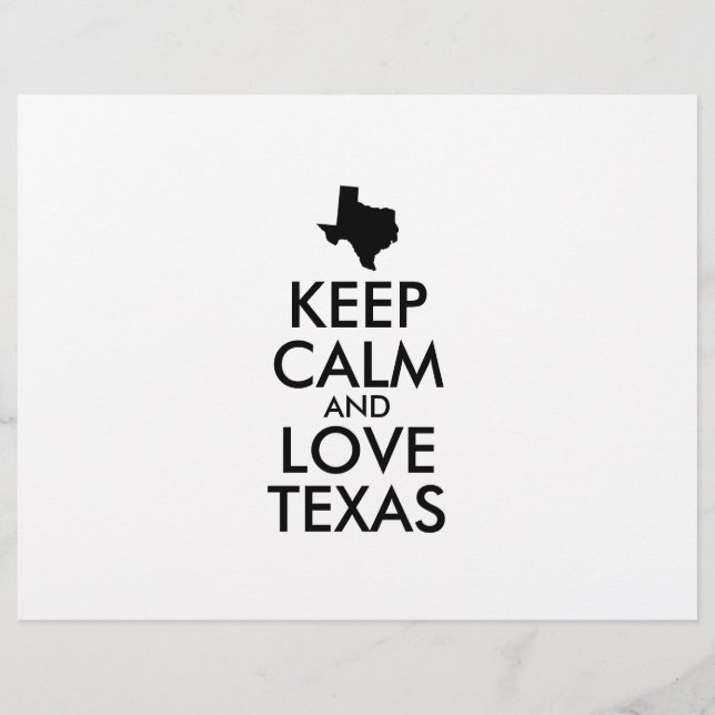 Customisable KEEP CALM and LOVE TEXAS Flyer (Front)