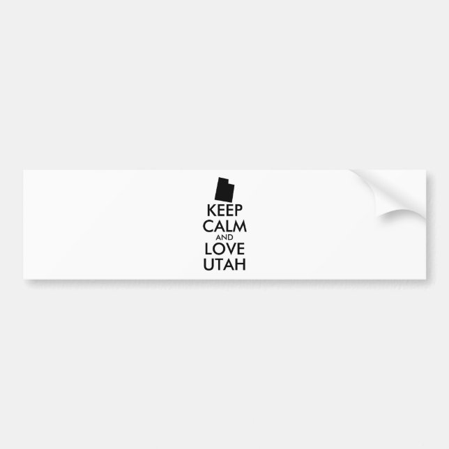 Customisable KEEP CALM and LOVE UTAH Bumper Sticker (Front)