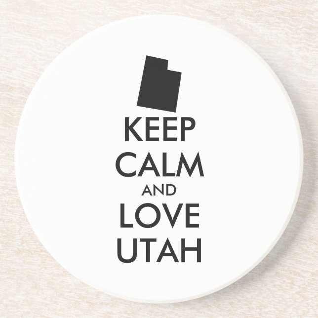 Customisable KEEP CALM and LOVE UTAH Coaster (Front)