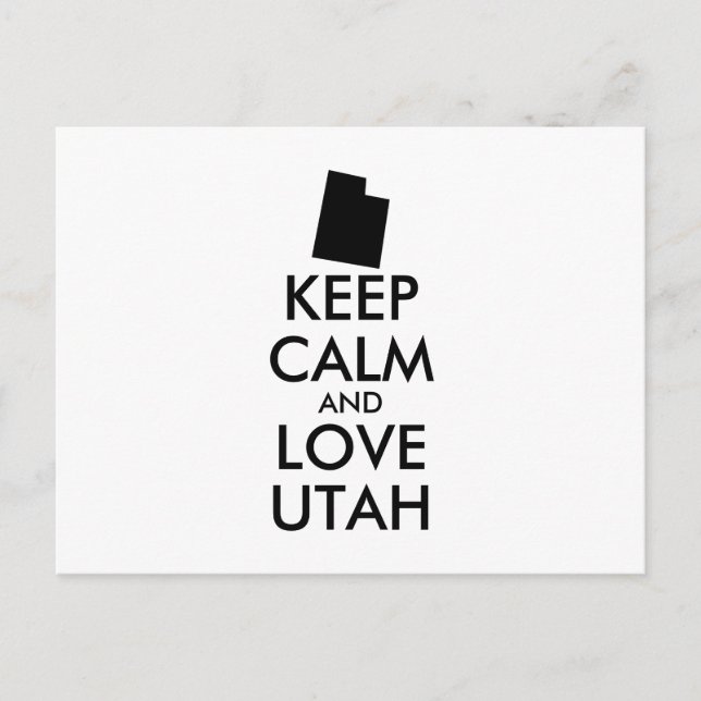 Customisable KEEP CALM and LOVE UTAH Postcard (Front)