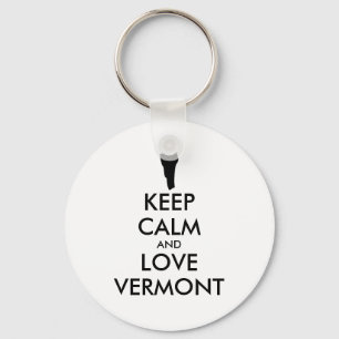 Customisable KEEP CALM and LOVE VERMONT Key Ring