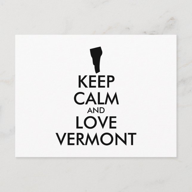 Customisable KEEP CALM and LOVE VERMONT Postcard (Front)