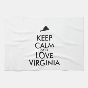 Customisable KEEP CALM and LOVE VIRGINIA Tea Towel