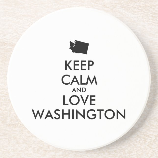 Customisable KEEP CALM and LOVE WASHINGTON Coaster (Front)