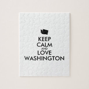 Customisable KEEP CALM and LOVE WASHINGTON Jigsaw Puzzle