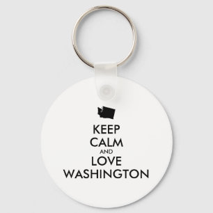 Customisable KEEP CALM and LOVE WASHINGTON Key Ring