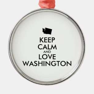 Customisable KEEP CALM and LOVE WASHINGTON Metal Tree Decoration