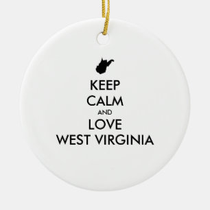 Customisable KEEP CALM and LOVE WEST VIRGINIA Ceramic Tree Decoration