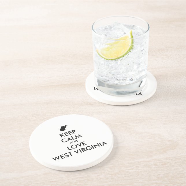 Customisable KEEP CALM and LOVE WEST VIRGINIA Coaster (Side)