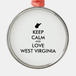 Customisable KEEP CALM and LOVE WEST VIRGINIA Metal Tree Decoration