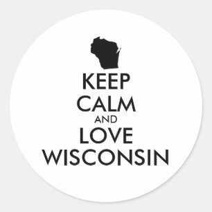 Customisable KEEP CALM and LOVE WISCONSIN Classic Round Sticker