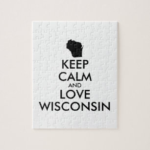 Customisable KEEP CALM and LOVE WISCONSIN Jigsaw Puzzle