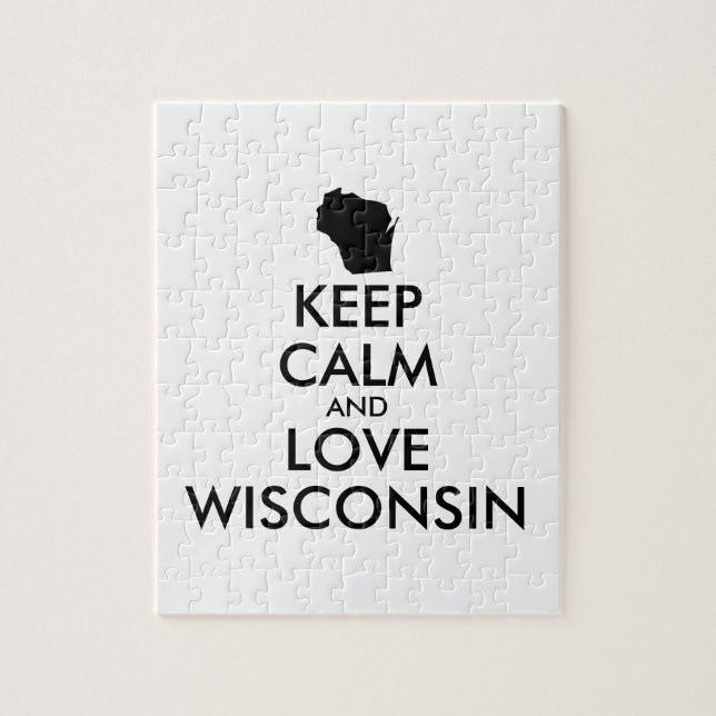 Customisable KEEP CALM and LOVE WISCONSIN Jigsaw Puzzle (Vertical)
