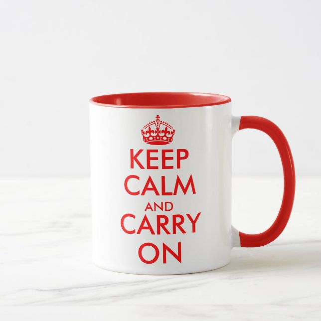 Customisable Keep Calm Mug with red crown and text (Right)