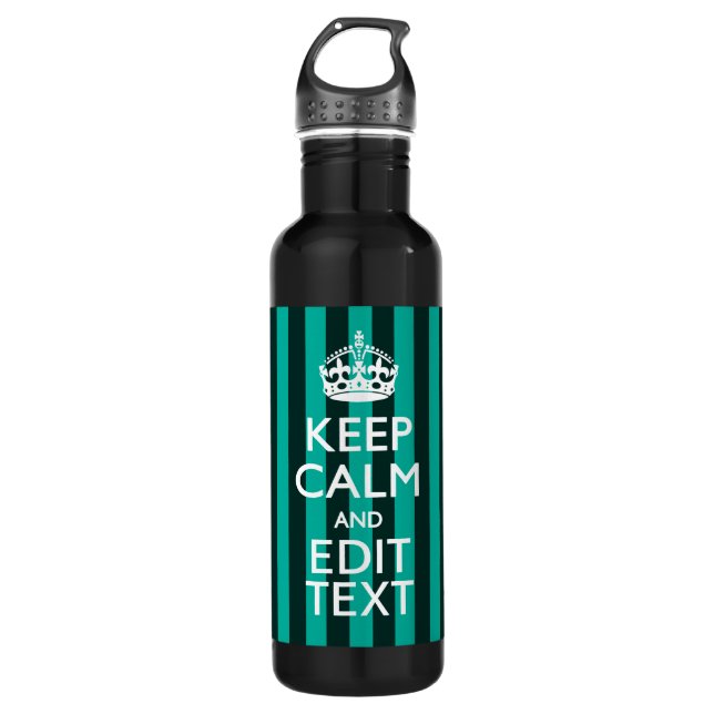 Customisable Keep Calm Your Text on Stripes 710 Ml Water Bottle (Front)