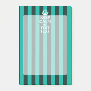 Customisable Keep Calm Your Text Turquoise Stripes Post-it Notes