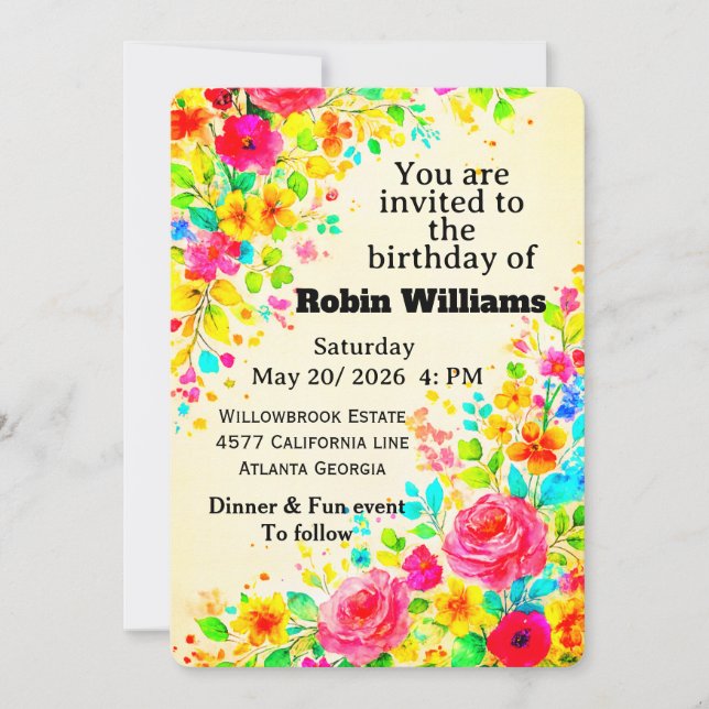 Customisable Kids Birthday Invitation | Editable  (Front)