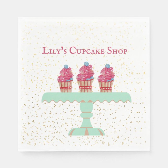 Customisable Kid's Cupcake Shop Napkin (Front)