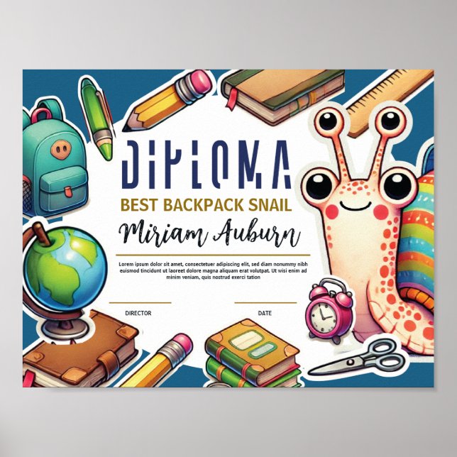 Customisable Kids' Diploma - Fun and Colourful  Poster (Front)