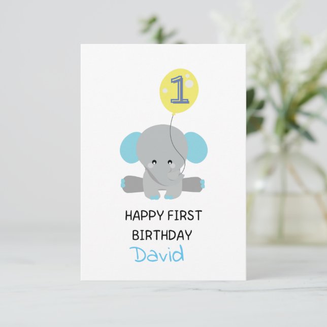 Customisable Kid's First Birthday Card  (Standing Front)
