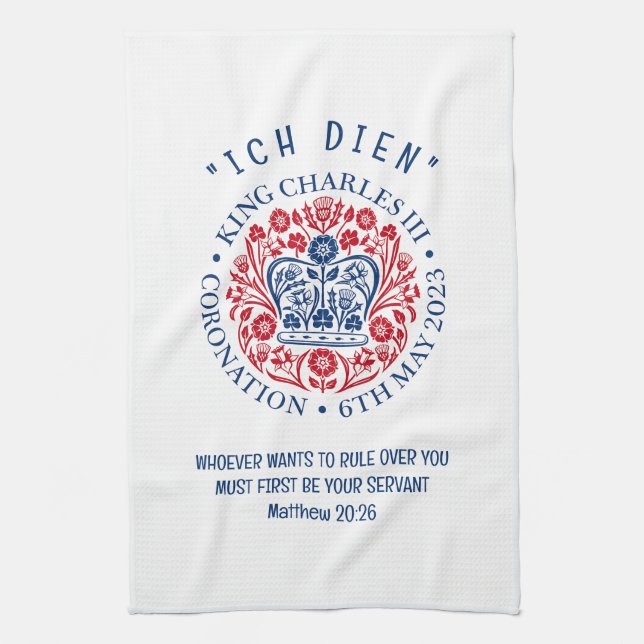 Customisable KING CHARLES III Coronation Tea Towel (Vertical)