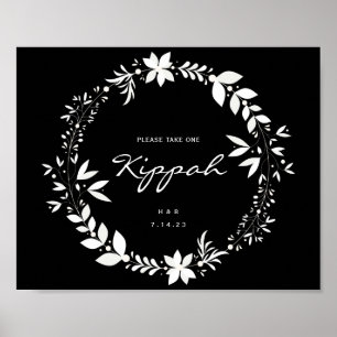 Customisable Kippah Wedding Sign, White & Black Po Poster