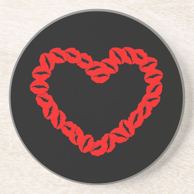 Customisable Kissy Lips Heart Coaster (Front)