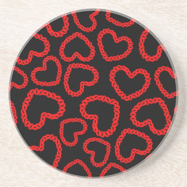 Customisable Kissy Lips Hearts Coaster (Front)