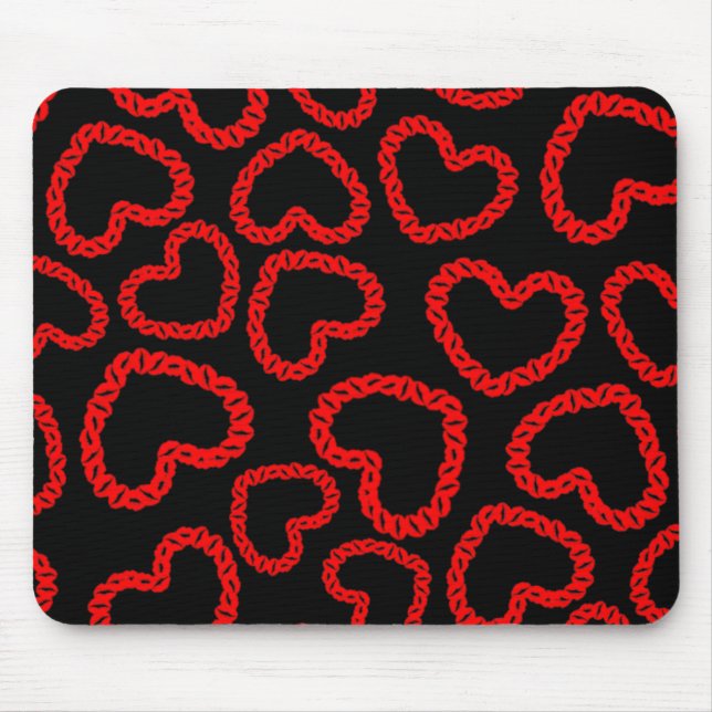 Customisable Kissy Lips Hearts Mouse Mat (Front)