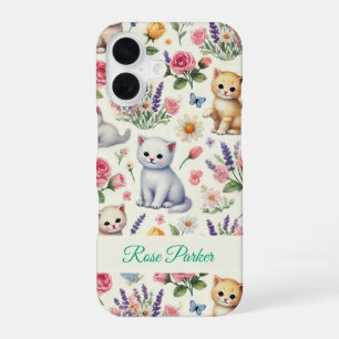 Customisable Kitten and Floral Phone Case