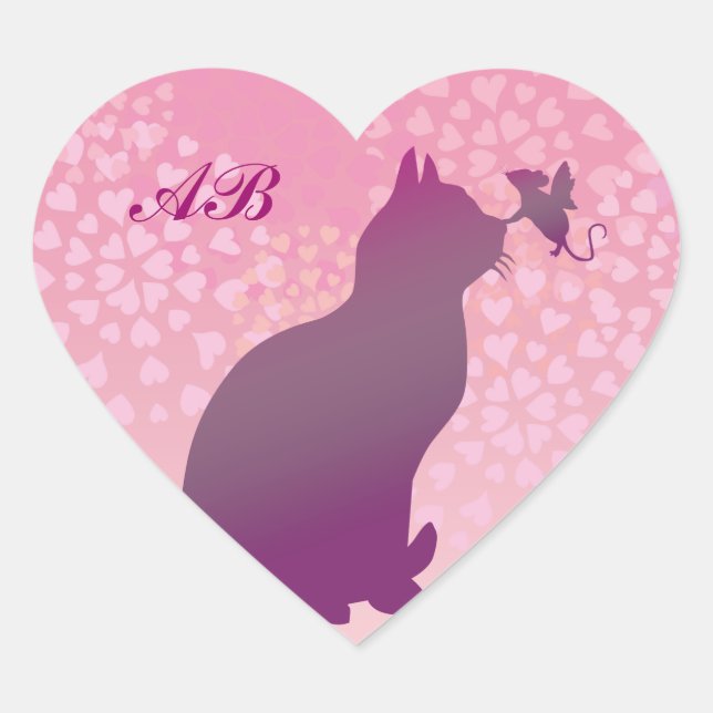 Customisable: Kitty and fairy mouse Heart Sticker (Front)