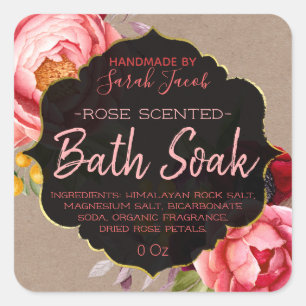Customisable Kraft Floral Bath Soak Label