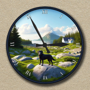 Customisable Labrador Retriever Landscape Scene Round Clock
