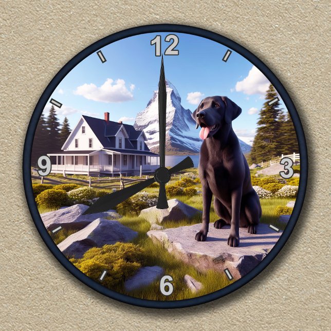 Customisable Labrador Retriever Landscape Scene Round Clock (Creator Uploaded)